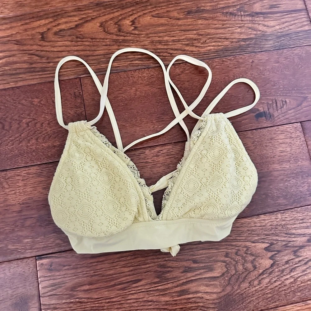 Yellow Lace Bikini Top Size Small